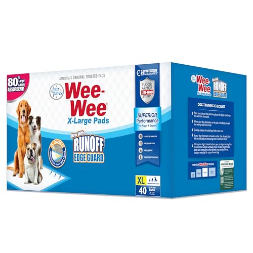 Wee Wee Superior Performance Extra Large Pee Pads for Dogs with Runoff Barrier Edge Guard Protection (40 Count)