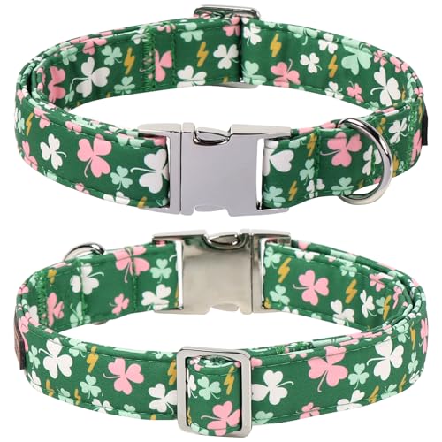 St. Patrick Dog Collars with Bow tie (G&P Clover / Medium (Pack of 1))