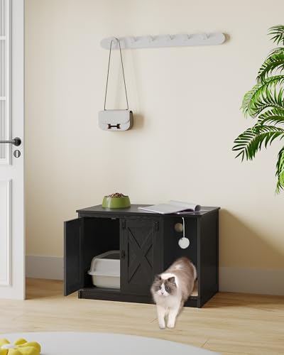 Cat Litter Box Enclosure (31.5"L x 19.7"W x 20.9"H / Black)