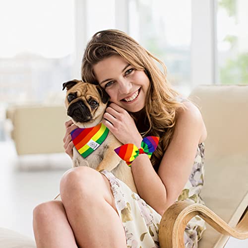 Pride Rainbow Dog Bandana Matching Dog Bandana and Scrunchie Large (rainbow / Large-set of 1)