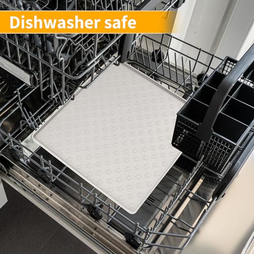 2 Pack Dog Food Mat Anti (11.8"L x 11.8"W - 2 Pack / Cream)