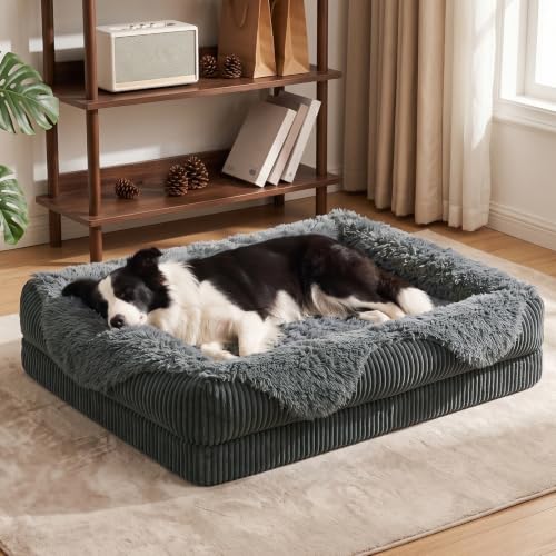 Orthopedic Dog Bed for Medium Sized Dog (Grey / 35"L x 25"W x 6.5"T)