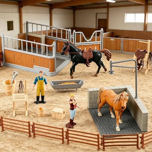Peagrav Horse Stable Playset with Rider (Horse / Playset)