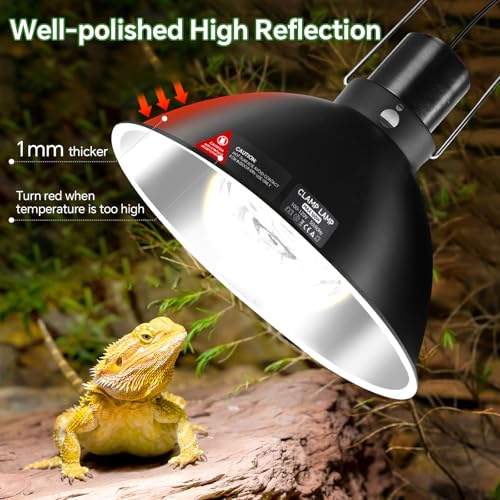 8.5 inch Reptile Heat Lamp Fixture with Thermostat and Timer (8.5 inch without CHE Bulb)