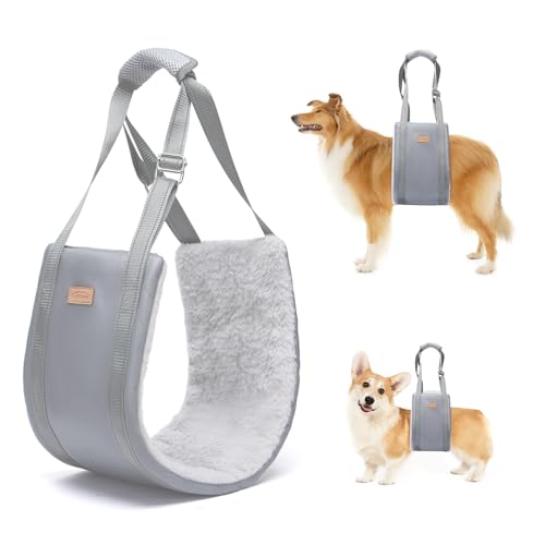 Dog Lift Harness for Large Dogs Adjustable Dog Sling for Back Legs (Grey / Large)