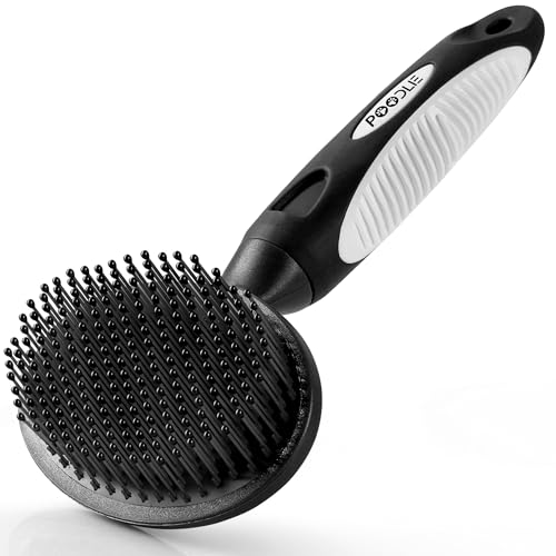 Round Bristle Pet Brush for Dogs and Cats (Black)