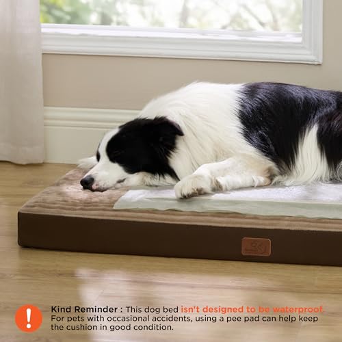 ComfyFleece XL Dog Bed for Crate with Washable Cover (41x27x3.3 / Coffee & Cream)