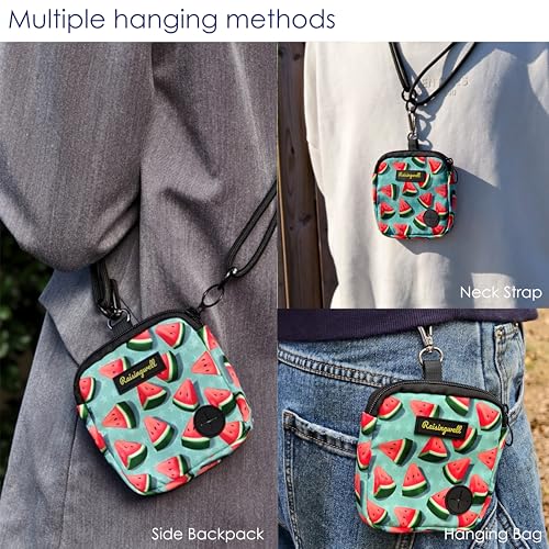 Dog Treat Pouch for Pet Walking and Training with Clicker Poop Bags Small Fanny Zipper Pack Holder for Puppy Snack Dispenser Kit for Leash and Outdoor Use (One Bag / b2.Watermelon)