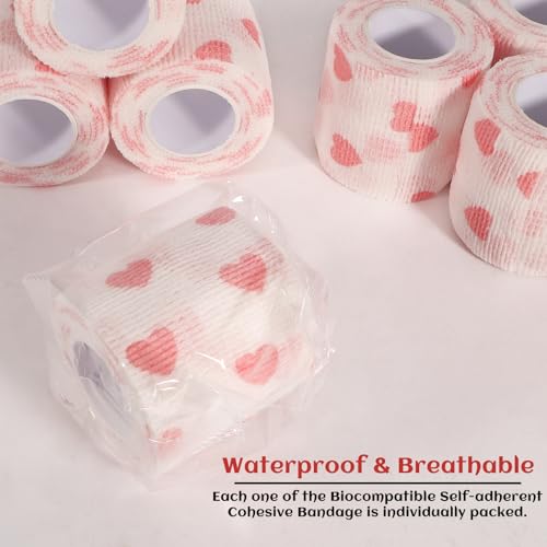 24 Rolls Elastic Self Adhesive Bandage Wrap 2 inch (2 Inch-24 Count White Heart)