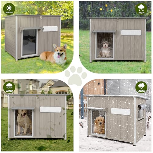 43.3" L XL Outdoor Wooden Dog House for Medium to Large Dogs