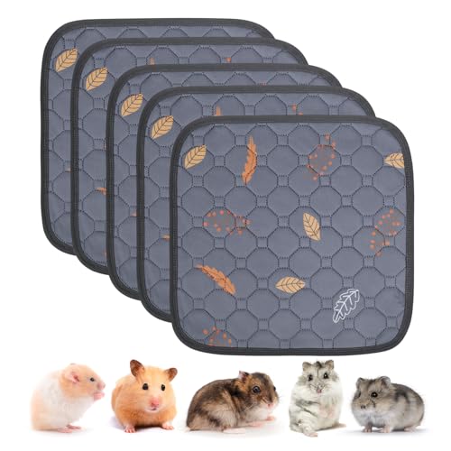 Washable Pee Pads for Small Pet 5 (Leaves - Deep Grey / 12x12 Inch (Pack of 5))