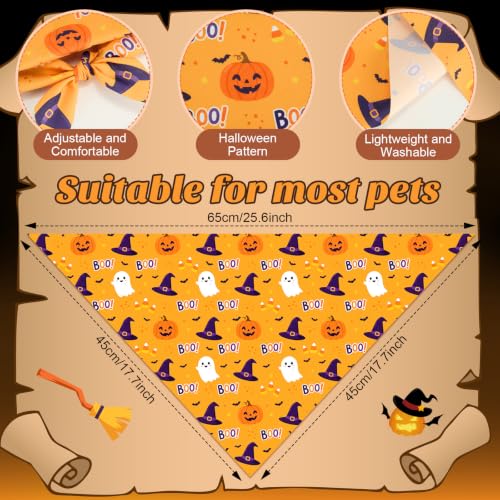 100 Pcs Halloween Dog Bandanas Bulk for Pets Lover Gifts (Halloween Classic / 25.6 x 17.7 x 17.7 Inch)