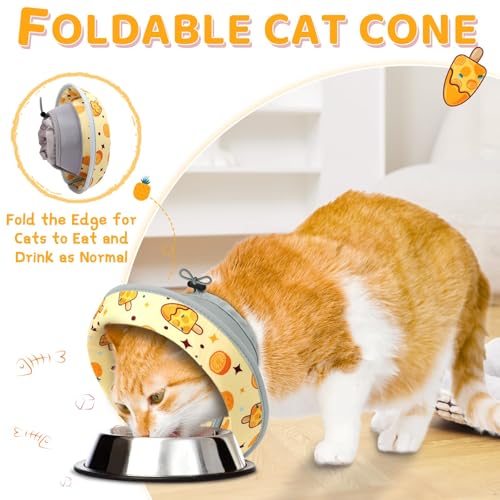Cat Cone Collar Soft to Stop Licking (Orange / L)