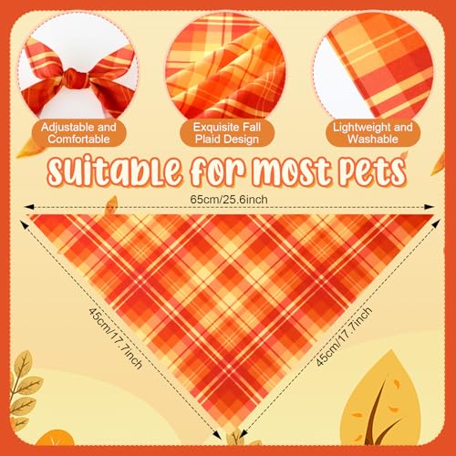 50 Pcs Fall Plaid Dog Bandanas Bulk (Fall Plaid / 25.6 x 17.7 x 17.7")