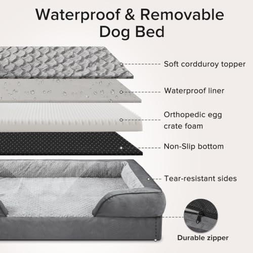 L Plus Orthopedic Dog Bed for Large Dogs (Grey / L- PLUS (38"x 28"x 7"))