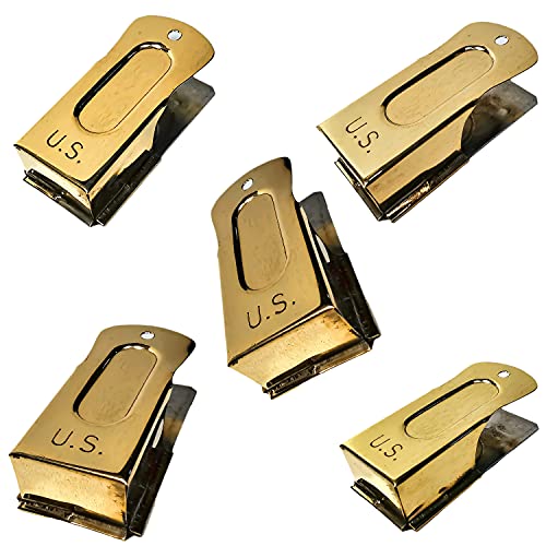 Pet Training Clicker Set Brass and Steel Puppy Dog Training Cricket Clicker U.S. Engraved WII Military Gear Metal Clicker (Clicker (5 pcs without Leather Cord))