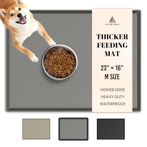 23x16 Waterproof Silicone Dog Food Mat (Grey / 23" x 16")