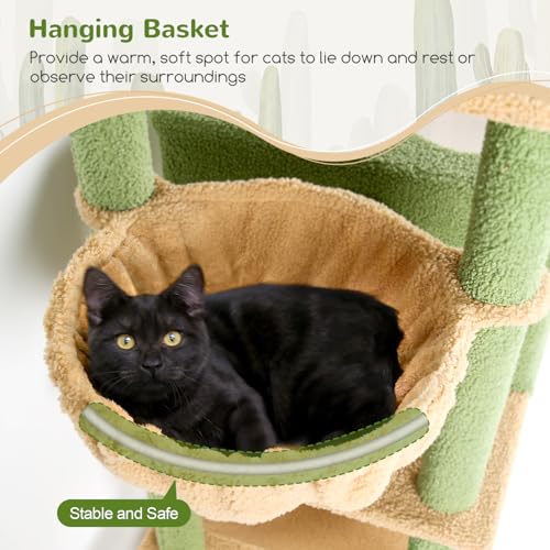 Extra Tall Cat Tree Tower for Indoor Cats (Cactus / 76 inch)