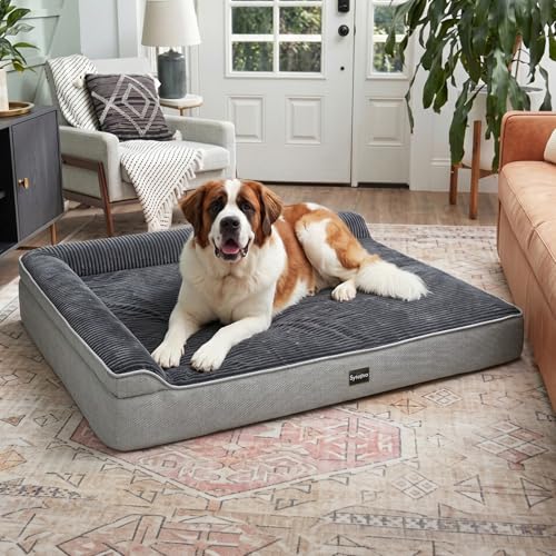 XXL Orthopedic Dog Bed for Large Senior Dogs 52 x 36 x 7 Inch (Twill Cover Grey / XX-Large)