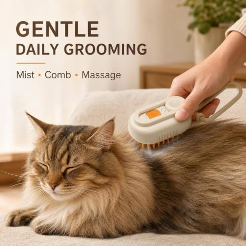 2026 New 4 in 1 Cat Steam Brush for Shedding