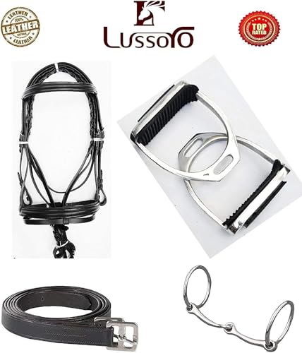 Leather English Riding Horse Saddle Starter Kit for Horse 6 Pcs Riding Gift Set (Size 15)