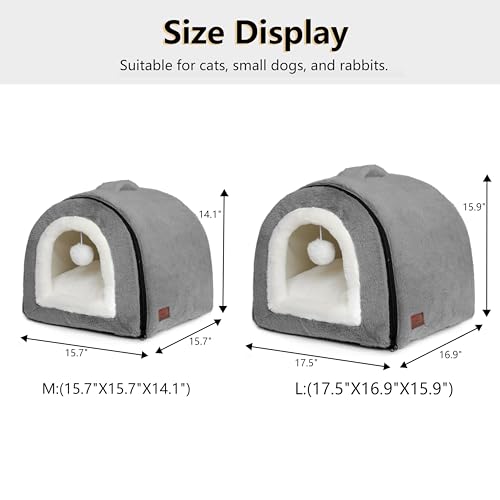 Cat Bed for Indoor Cats (Dark Grey / L:(17.5"×16.9"×15.9"))