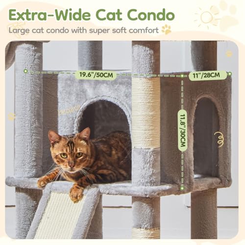 Cat Tree for Large Cats (Light Gray / 72 Inches)