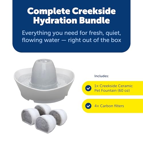 Creekside Ceramic Pet Fountain (Fountain + 4 Carbon Filters)