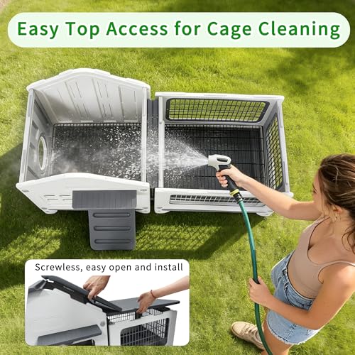 Rabbit Cage Outdoor Indoor (Grey / 42.1" L x 17.7" W x 27.2" H)