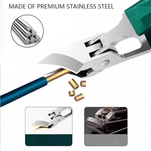 Angled Nail Clippers Green Eagle Beak Oblique Slanted Curved Thick Professional Nail Clippers for Women Adult Men Ingrown (Modern)