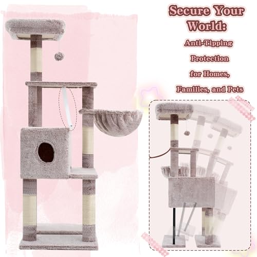 Cat Tree with Toy (Rosy Brown / 49.2 inch)