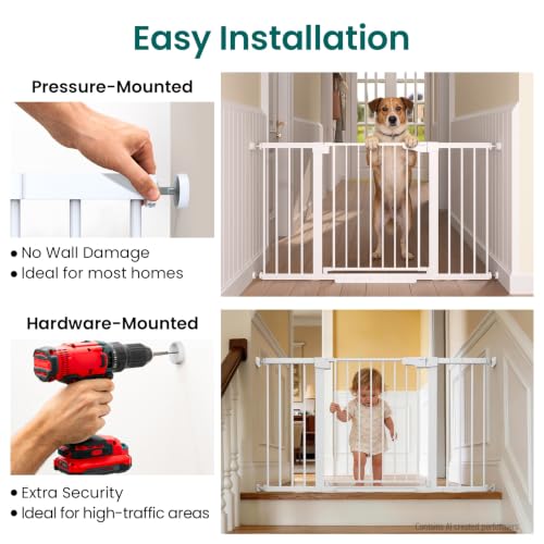 30 54" Extra Wide Baby Gate for Stairs (White / 30"-54" W x 30.5" H)