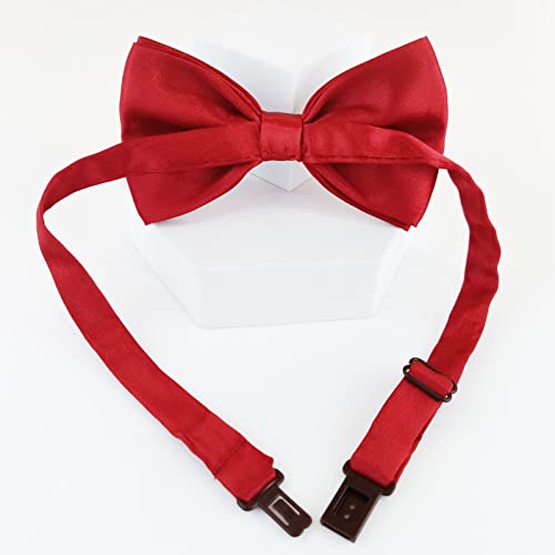 Dog Bow Tie Red Bow Tie with Adjustable Dog Collar for Medium and Large Dogs Cats Pets Wedding Birthday Party Holiday Homecoming Costumes (Wine Red)