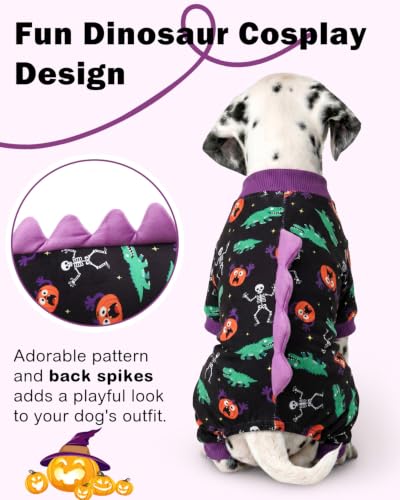 Dinosaur Costume Halloween Dog Pajamas (X-Large / Spooky Skeleton Dino)