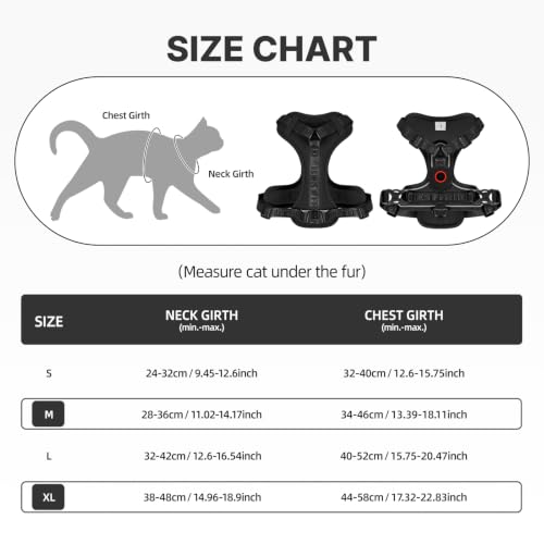 Cat Harness Leash Set with AirTag Holder (Black for Airtag / XL)