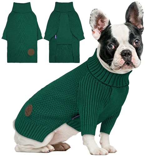 Dog Sweater Long Sleeve Warm Sweaters for Small Dogs Boy Girl Cats (Green / Small)