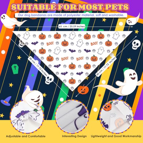 100 Pcs Halloween Dog Bandanas Bulk Cute Dog Paw Prints Pattern (Halloween Paw Prints / 25.6 x 17.7 x 17.7 Inch)