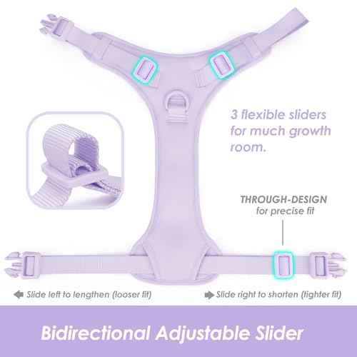 No Pull Dog Harness for Small Sized Dogs (Light Purple / XS(Neck:11.8-16.5", Chest:14.2-19.7"))