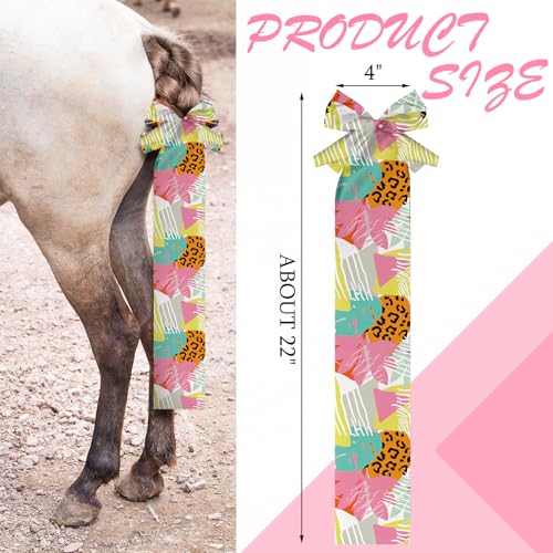 8 Pcs Horse Tail Bag Breathable Guard Stretchy 22" Slip on Horse Care Tail Wrap 2 Strand Closure Straps Grooming Supplies to Keep from Dirt Breakage Rubbing 8 Designs