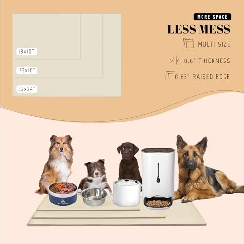 32x24 Waterproof Silicone Dog Food Mat (Sand Beige / 32" x 24")
