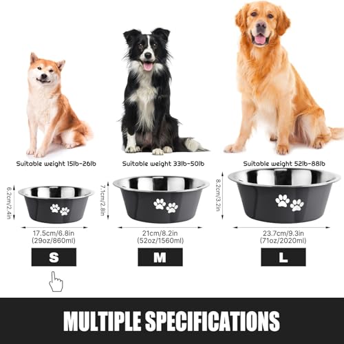 Stainless Steel Dog Bowls (Grey / 3.6 Cups/29 OZ)