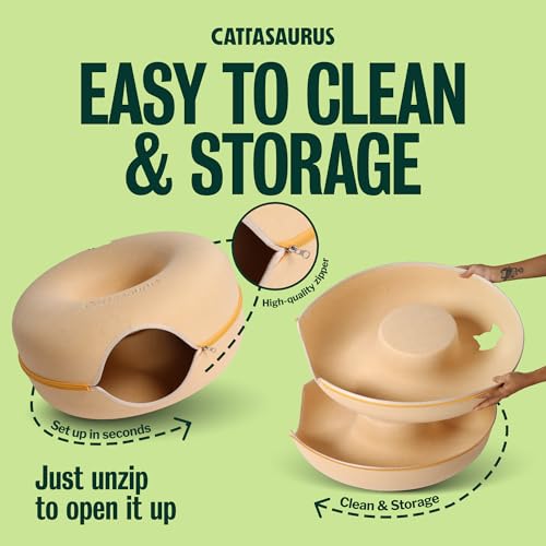 Peekaboo Cat Cave Donut for Multiple & Large Cats up to 30 (Pastel Macaron / Large)