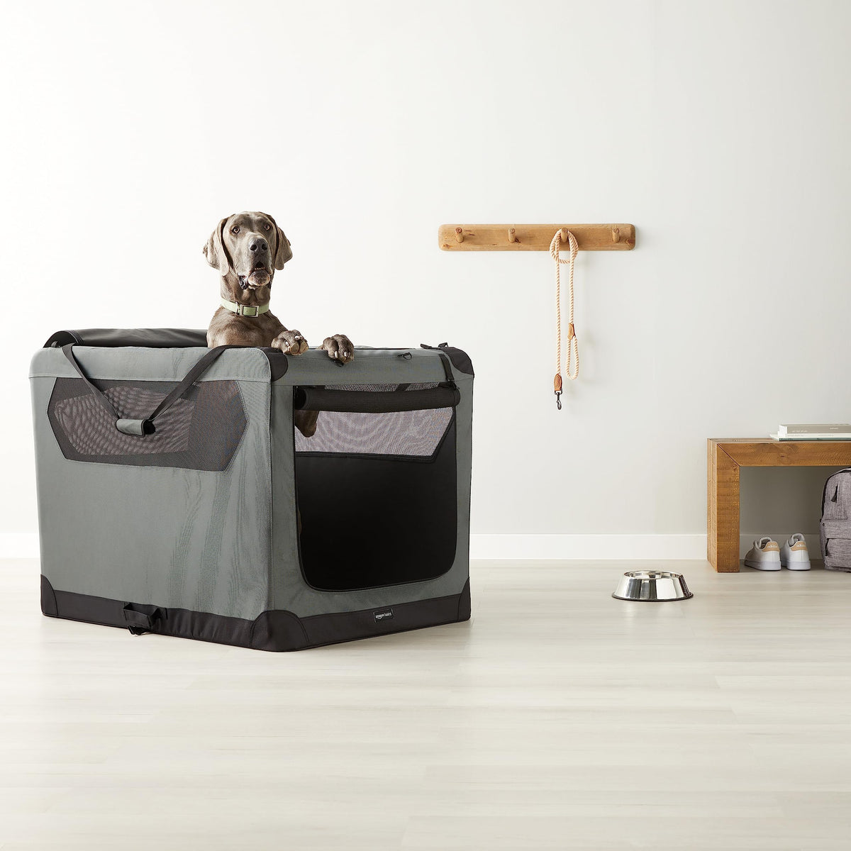 Portable Foldable Soft Pet Dog Crate Carrier Kennel with Mesh Windows (GREY / 42.0"L x 31.0"W x 31.0"H)