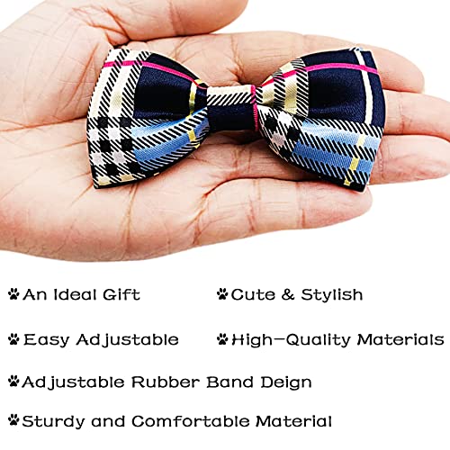 5 Pack Dog Bowties Plaid for Small Dogs Slide on Collar (S/M)