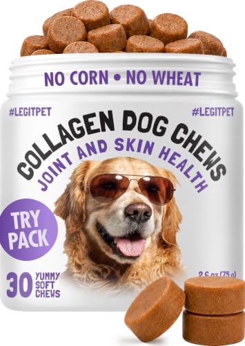 Collagen Dog Chews for Joint & Skin Health 30 Soft Chews All Breeds Mobility (Collagen / 30)