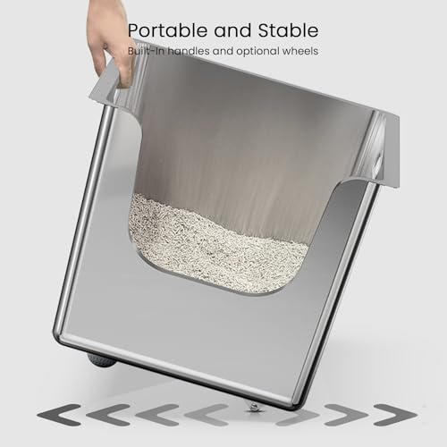 Stainless Steel Litter Box 11.8'' High Sides (SILVER / 20"L x 12.2"W x 11.8"H)