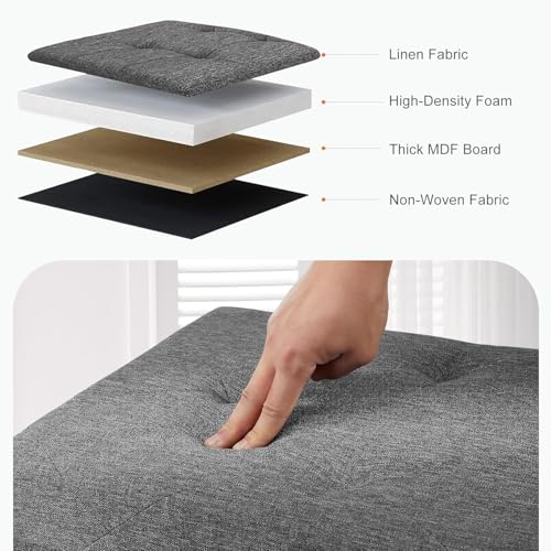 30in Foldable Storage Ottoman Bench (14.9"D x 30"W x 14.9"H / Simple Grey)