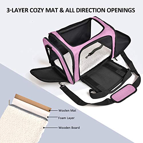 Large Cat Carriers Dog Carrier Pet Carrier for Large Cats Dogs Puppies up to 25Lbs (20.0"L x 13.0"W x 13.0"H / Pink)