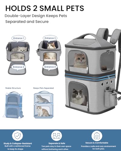 Detachable Double Cat Backpack Carrier for 2 Pets
