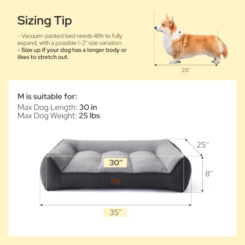 SupportMax® Extra Thick Orthopedic Dog Bed Medium Size Dog (Cream / 35"l X 25"w X 8"th)